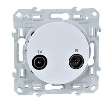 Odace - prise tv/fm - encastré - prise individuelle - blanc ral9003 brillant - tv : mâle iec 9.52 Mm