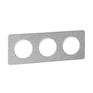 Odace - touch - plaque - blanc et aluminium martelé (ral 9003) - 3 postes horizontal 71mm | 3 postes