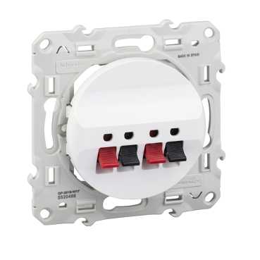 Odace, prise haut-parleurs blanc, 2 sorties