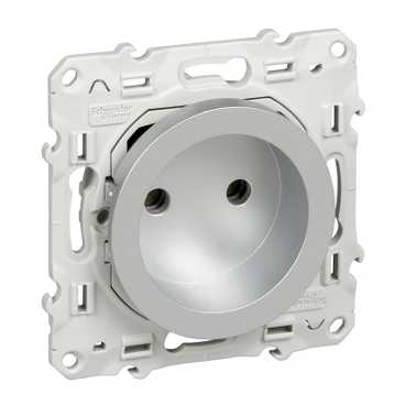 Odace - prise de courant - 2p - aluminium - fixation par vis - raccordement : 1 x 1,5…2 x 4 mm² soup