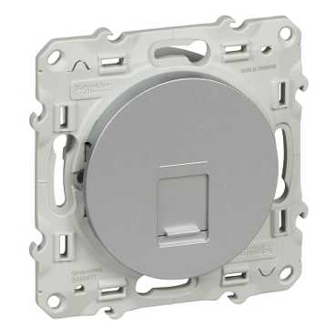 Odace - prise de communication simple - aluminium - rj45 (8 contacts) cat.5 ≪= 100 mhz - paire to