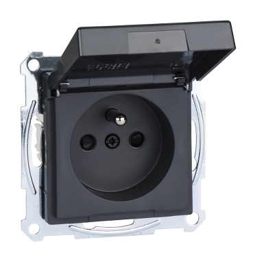 Prise électrique 16 a ip44 avec ouverture et rabat anthracite