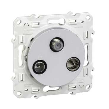 Odace - prise tv/fm/sat - encastré - blanc ral9003 brillant - 1 entrée - tv : mâle iec 9.52 Mm - fm 