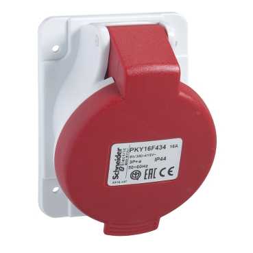 Pratika - prise industrielle basse tension inclinée - 32a - 380...415 V - ca - 2p+t - 50/60 hz - iec