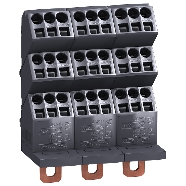 Linergy dp - répartiteur nsx 3p - 250a - icc 150ka - 9 connections par phase : 6 x 10mm² + 3 x 16mm²