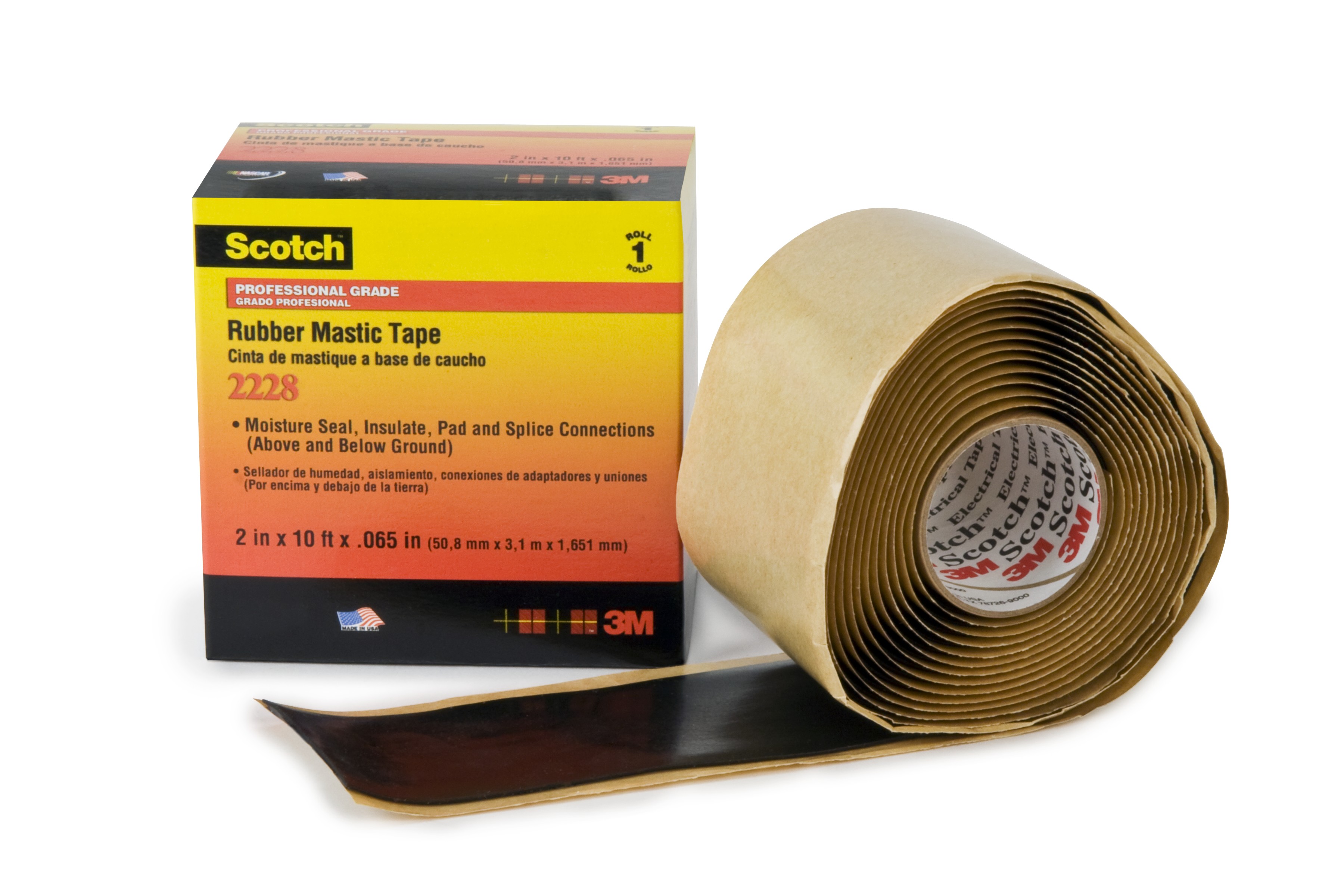 Scotch® 2228 Ruban élastomère autosoudable isolant Noir 3,5m x 50mm, est un ruban électrique
