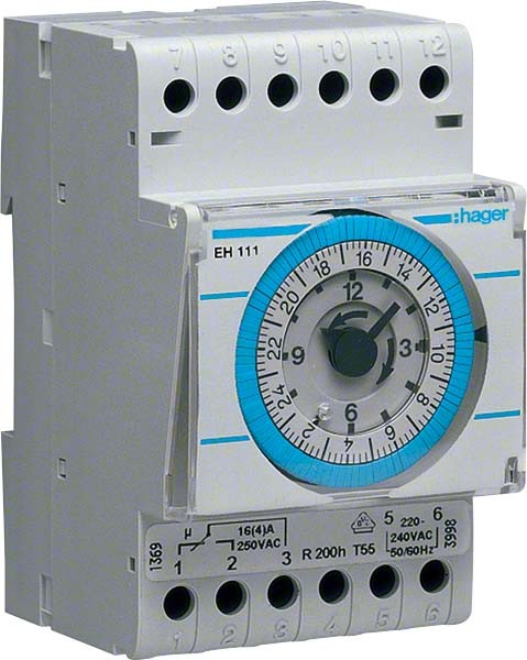 Interrupteur horaire électromécanique 1 voie sur 24 heures avec réserve