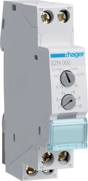 Relais temporisé hager ezn002 retardé au déclenchement 1w 10a