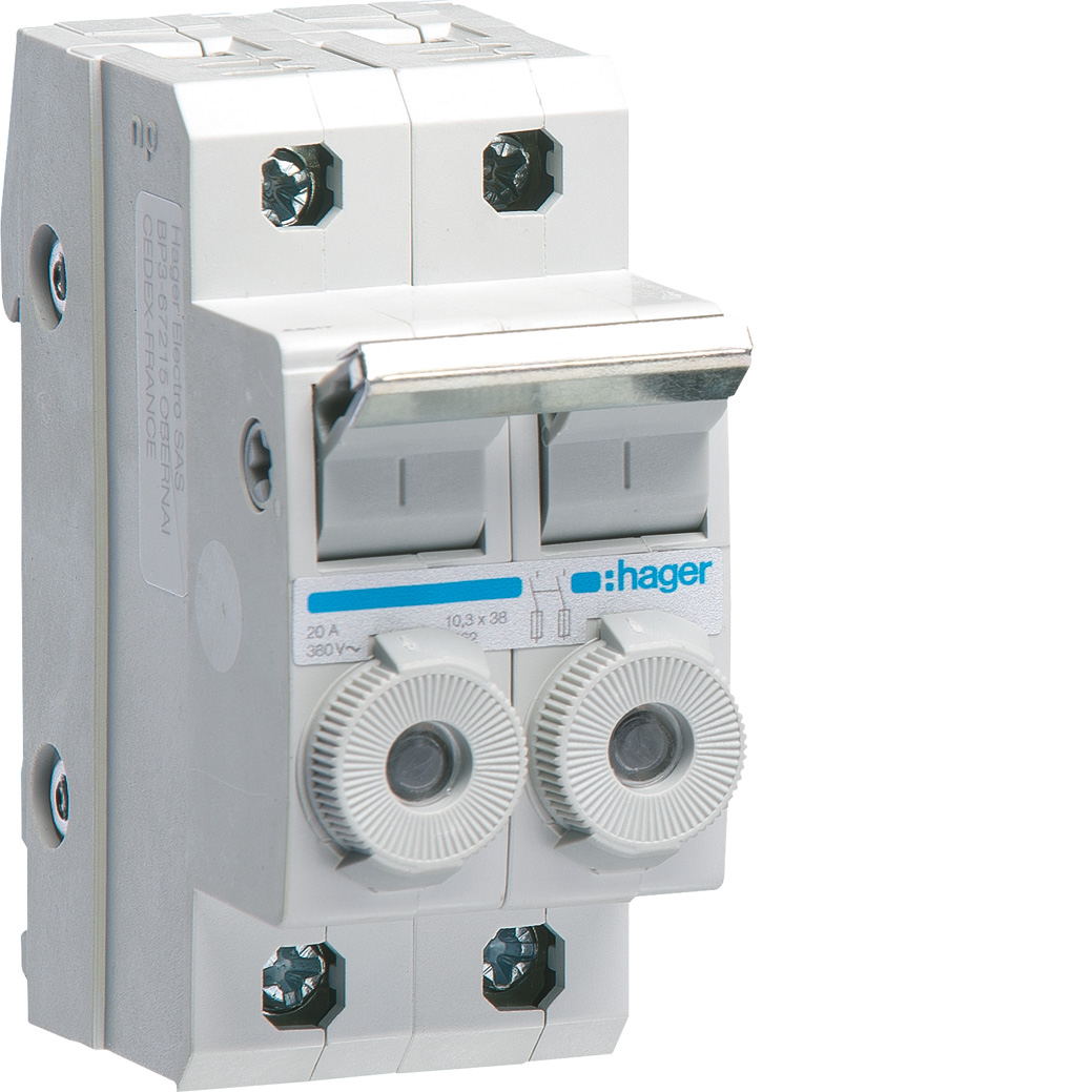 Porte-fusible combiné 2p 20a 380v l38 2m avec cartouche