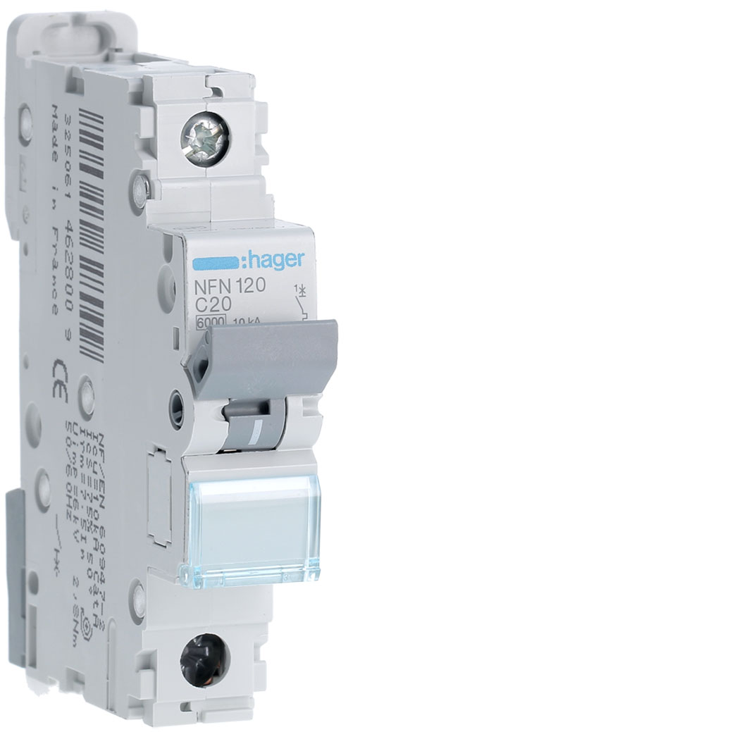 Disjoncteur 1p 6-10ka courbe c - 20a 1 module