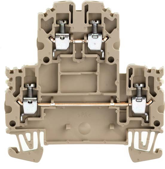 Bloc de jonction double étage, raccordement vissé, 2.5 Mm2, 800 v, 24 a, beige foncé