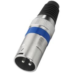 Fiche XLR male, 3 poles, bleu photo du produit