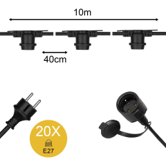 Guirlande 10M 20pcs E27 IP44 photo du produit