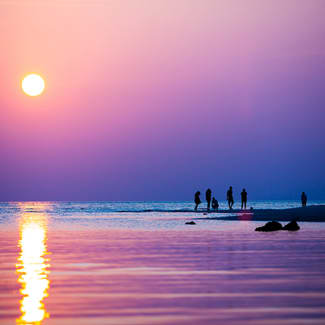 Sunset with people in background