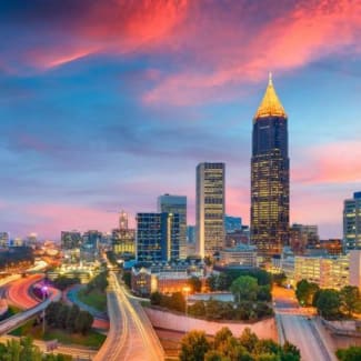 Atlanta skyline at dusk