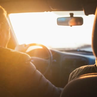 Person driving car
