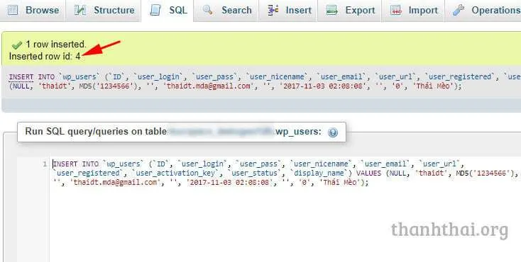 Thêm tài khoản quản trị wordpress qua database