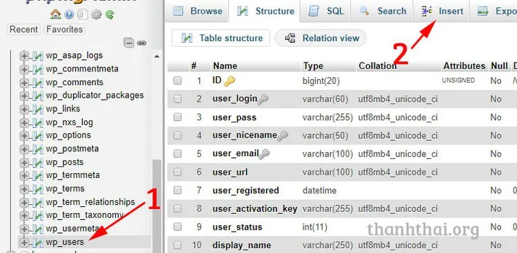 Thêm admin wp bằng database mysql