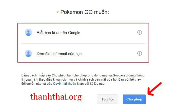 Bấm Allow hoặc cho phép