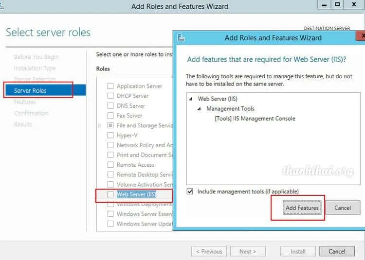 Cài IIS cho windows server