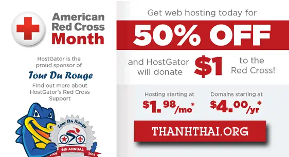 Hostgator giảm giá 50% và tên miền chỉ 4$