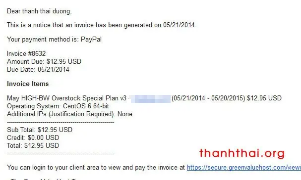 invoice greenvaluehost