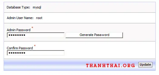 Click root và nhập password mới cho database admins
