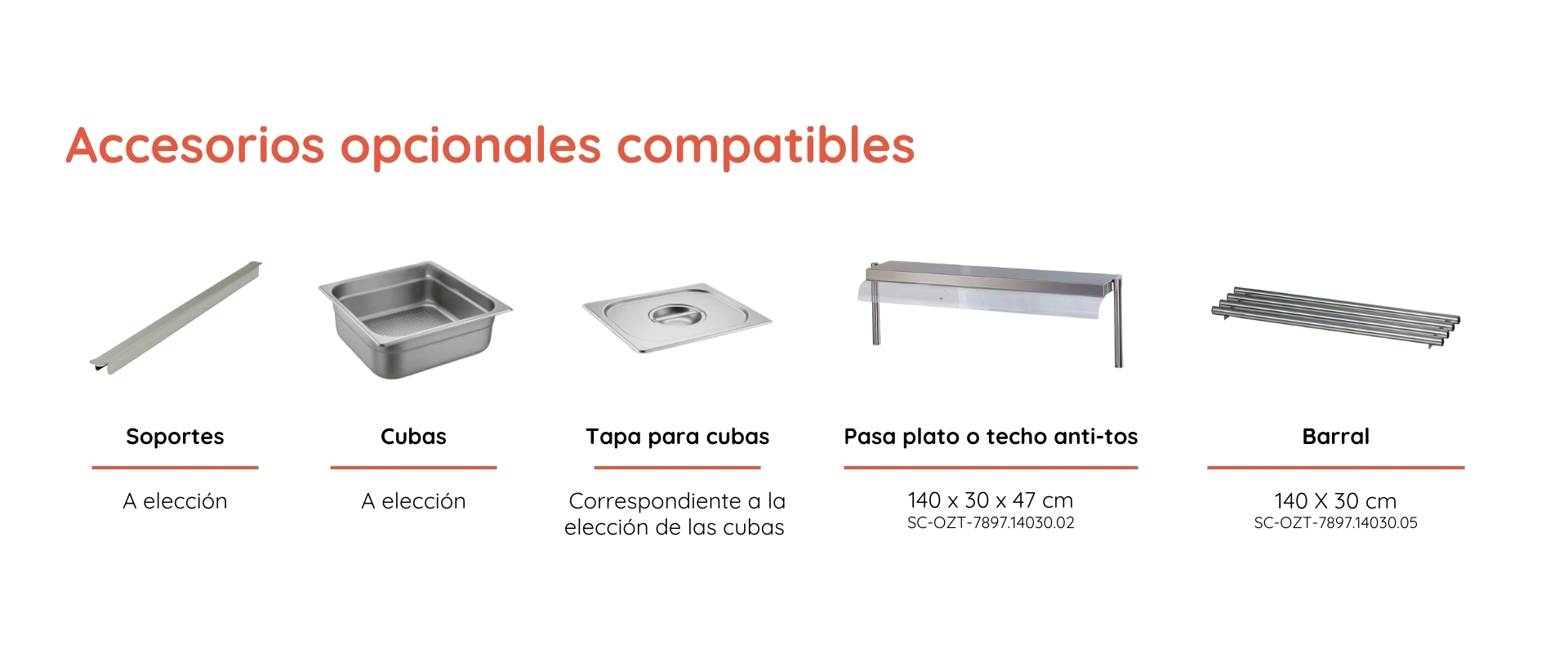 Accesorios opcionales compatibles para buffet