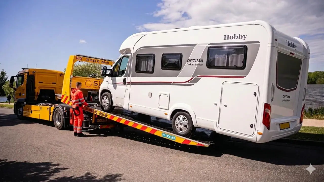 Autocamper bag på SOS Dansk Autohjælp bil