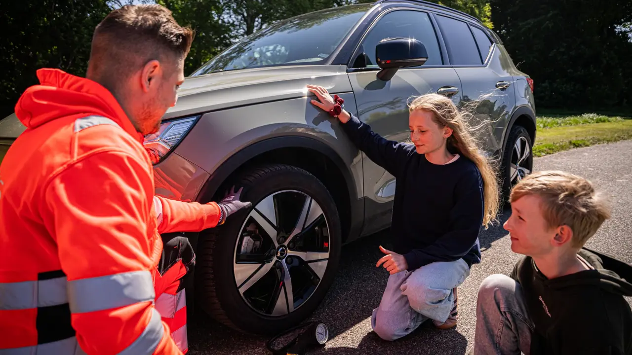 Børn sidder med autoredder