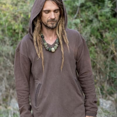 Tribal Print Hoodie Organic Hemp Cotton