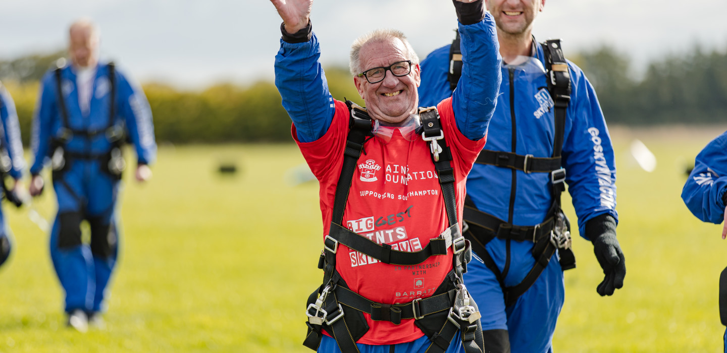 Senior Saint takes on BIGGEST Saints Skydive Southampton FC Official Site