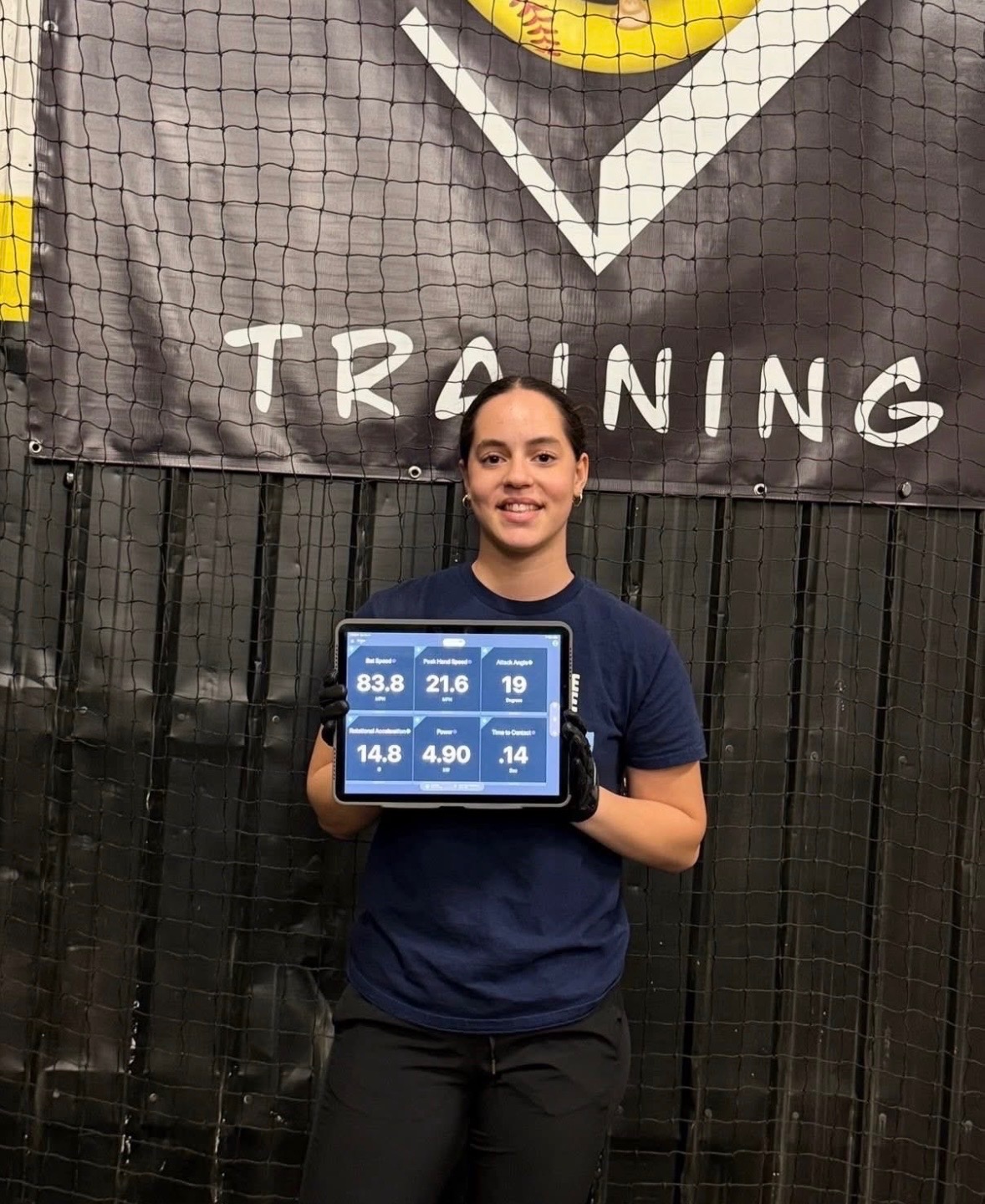 Isabel Findlay — 83.8 mph Bat Speed, 4.90 kW Power, .14s Time to Contact (Blast Motion)