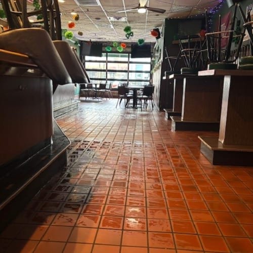 Morgan's Bar floor after machine scrubbing