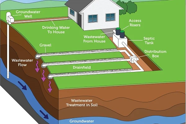 Septic drain field protection and maintenance diagram