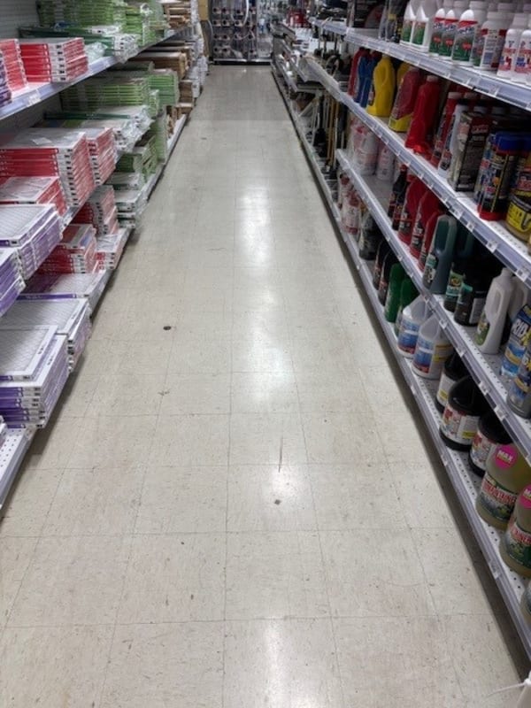 Ace Hardware aisle before strip and wax