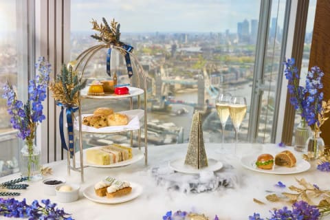 Bees in Bloom Afternoon Tea with a glass of Champagne