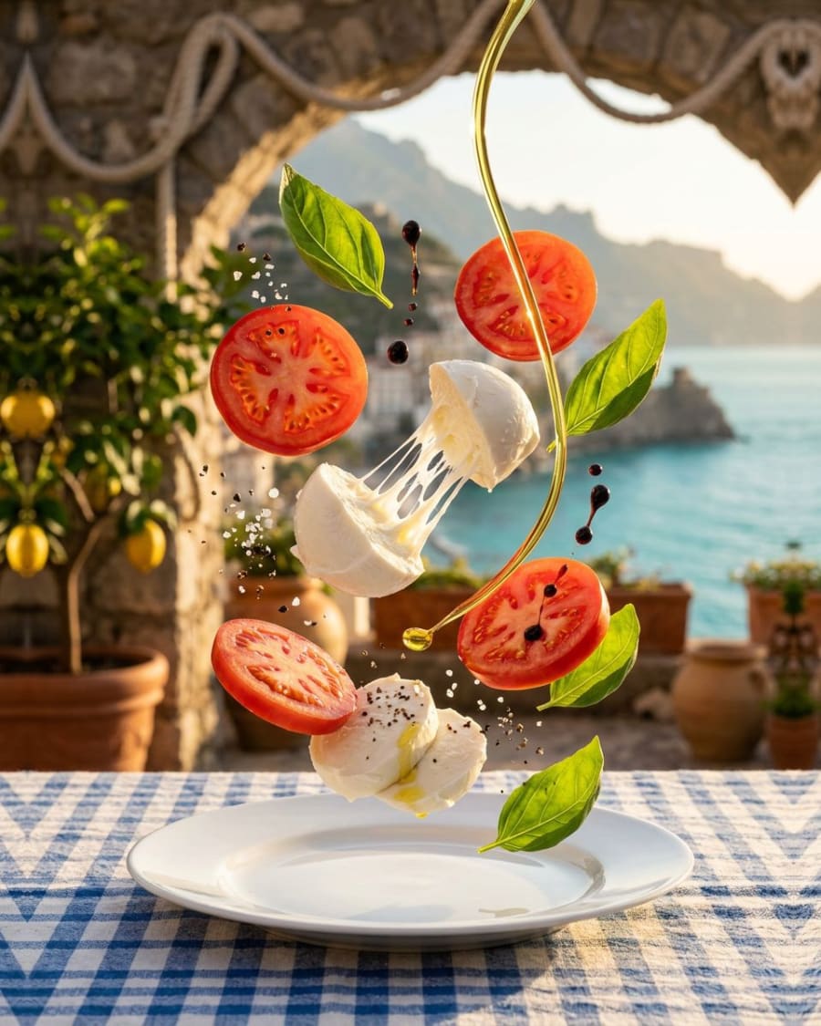 Caprese with tomatoes and mozzarella