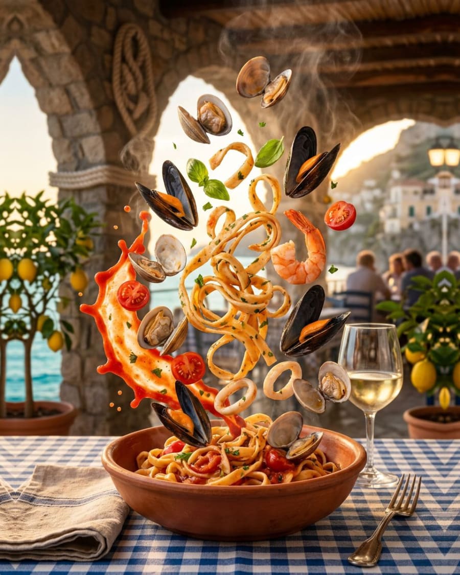 Scialatielli (local pasta) with sea food