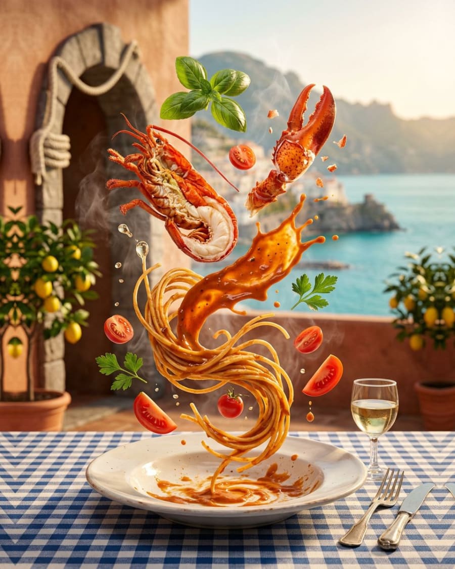 Linguine with lobster