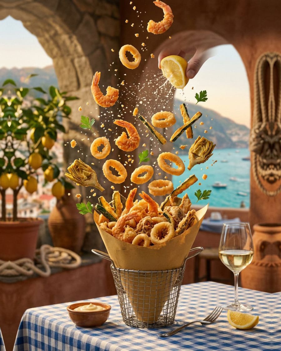 Mix fry with shrimp, squid and small fishes