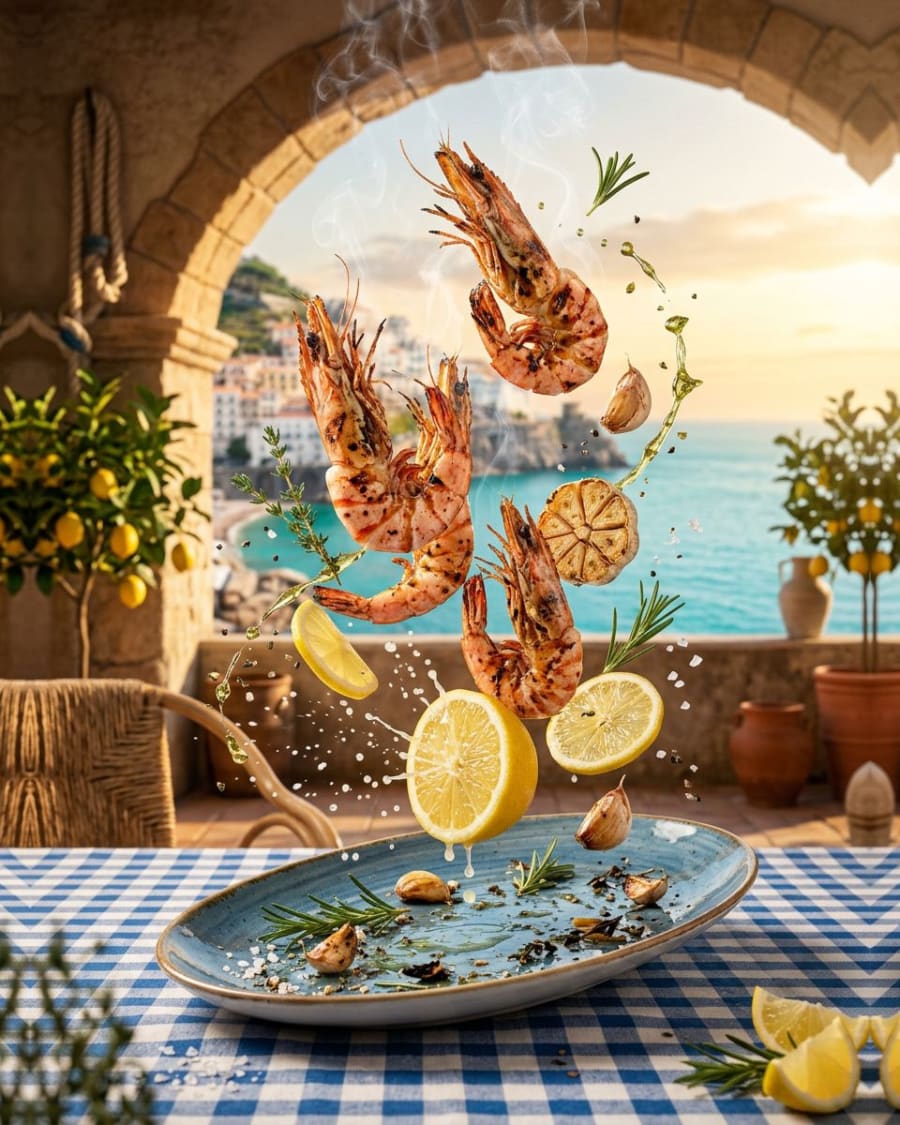 Grilled king prawns