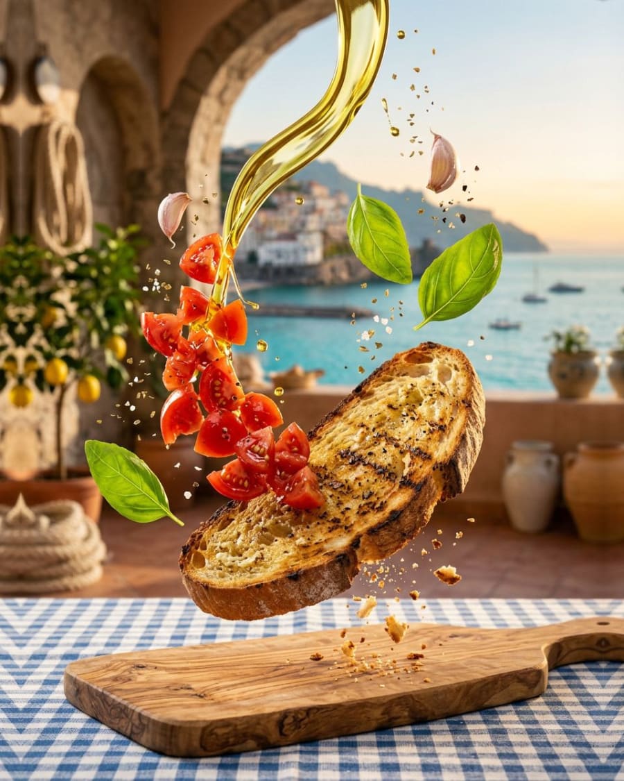 Garlic bread with tomatoes