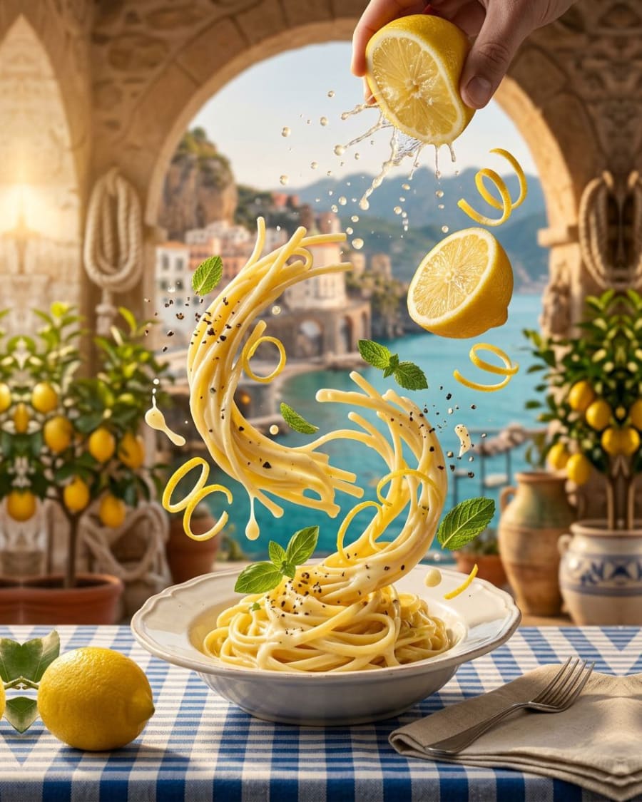 Linguine with lemons of the Amalfi Coast