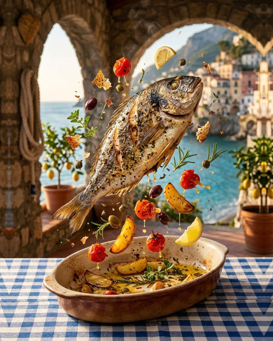 Local white fish with potatoes