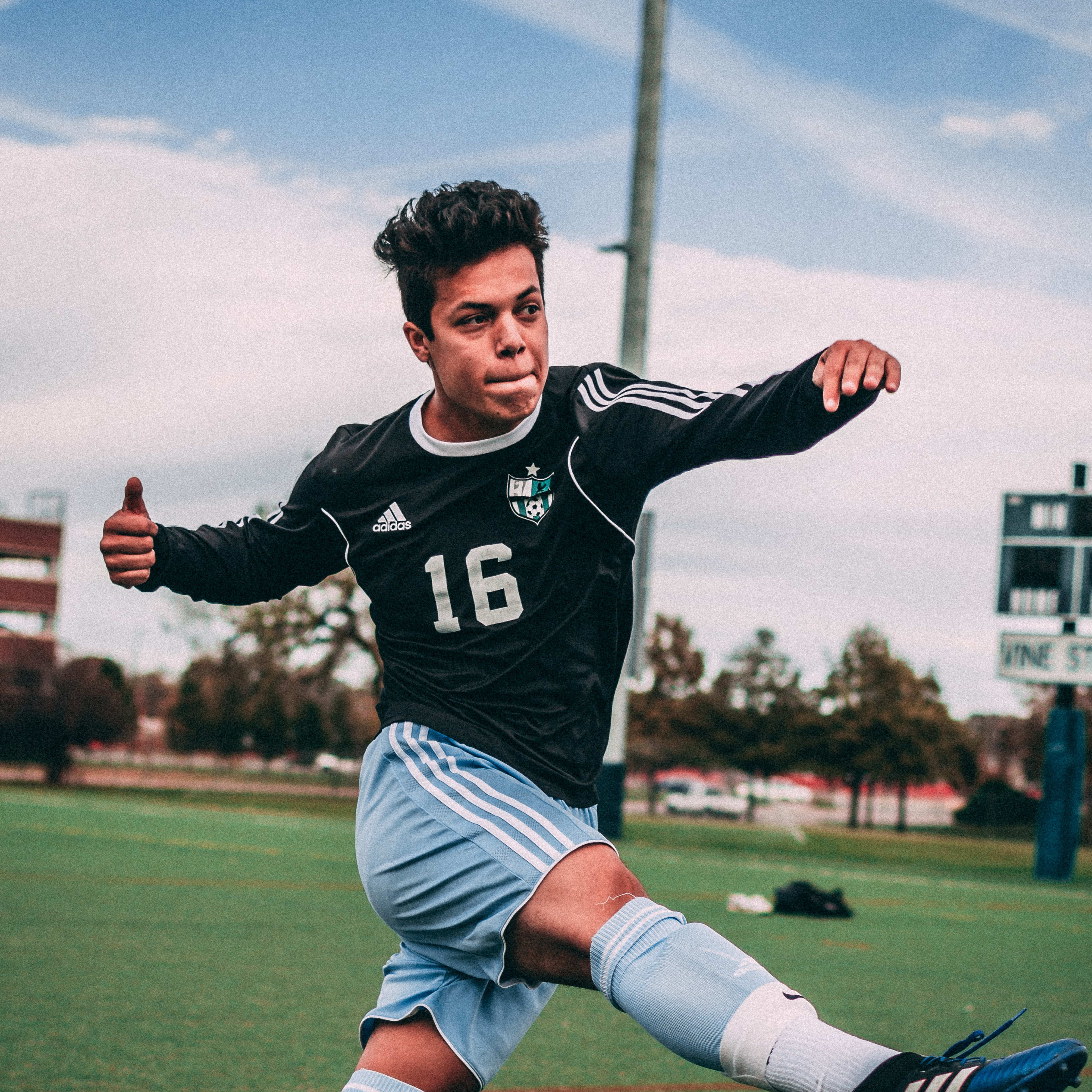 Soccer player mid-air