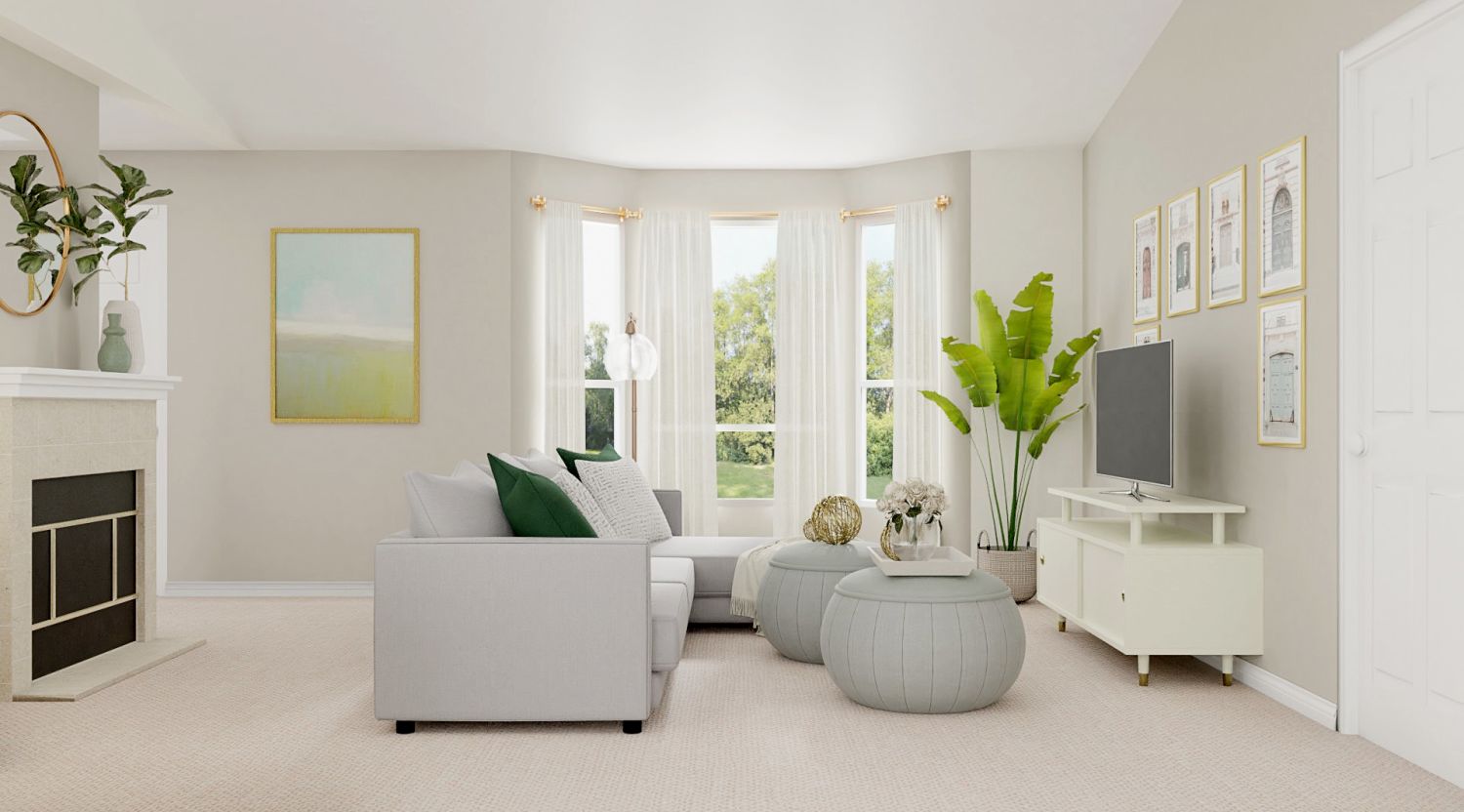 Light and airy furniture for spring in living room 