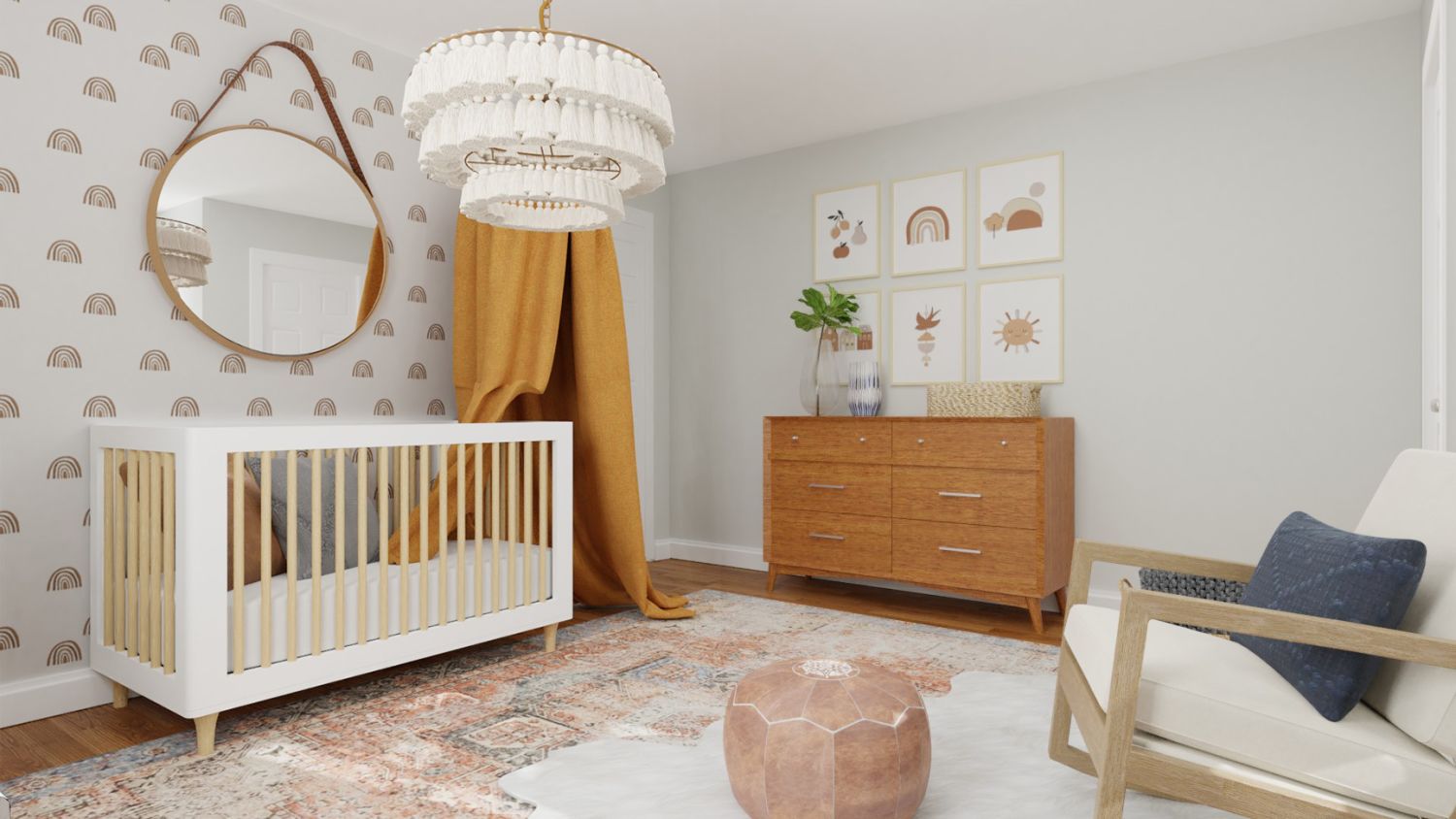 boho rainbow girls nursery