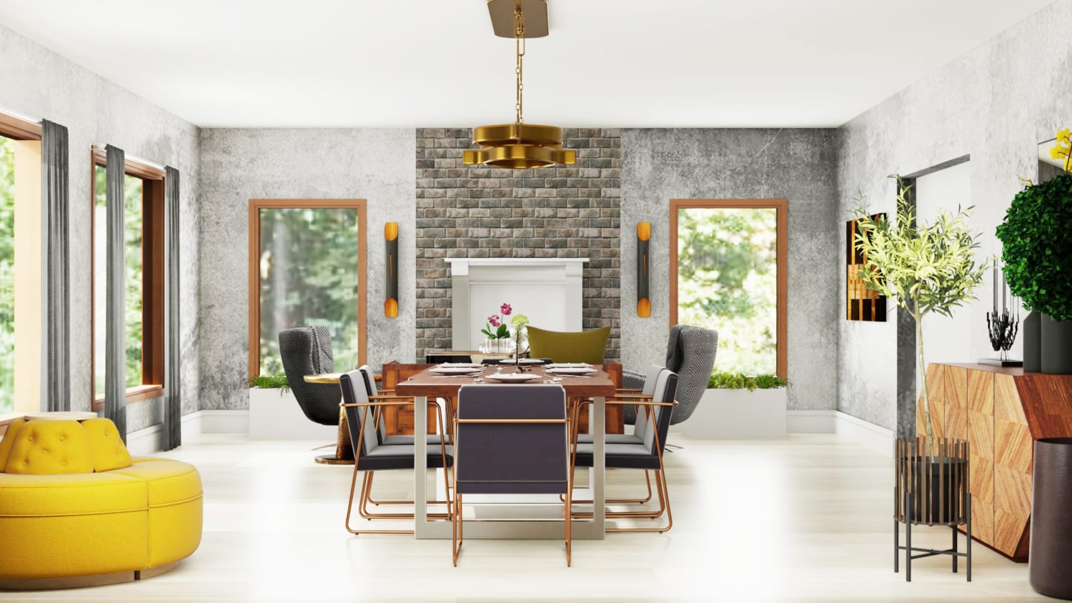 Get Inspiration From Industrial Glam Room With Yellow Accents