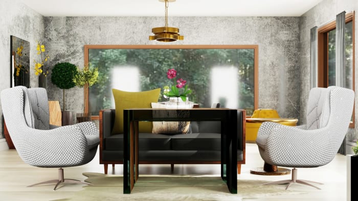 Get Inspiration From Industrial Glam Room With Yellow Accents